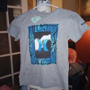 Hurley Kids Gray and Blue Graphic T-Shirt